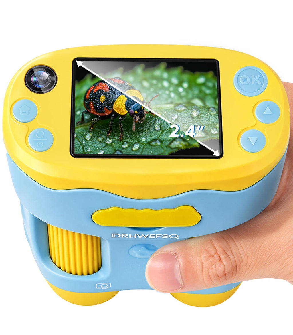 DRHWEFSQ 1000X Handheld Microscope for Kids with 2.4" Screen, 3-in-1 Digital Microscope with Selfie Camera, Pocket Kid Magnifying Glass, STEM Science Kit Gift for Boys & Girls Ages 4-12 with 32GB Card